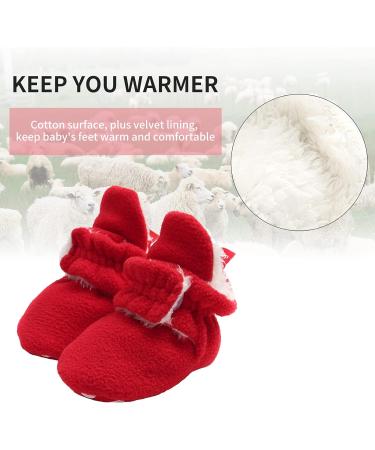 EDOTON Unisex Newborn Winter Boots - Warm Stripe Bootie, Non-Slip Sole, Stay On Adjustable Sock (Red, 6-12 Months) - Buy Online on GoSupps.com