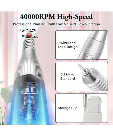 Aedcbaide Electric Nail File Nail Drill Set Professional 40000RPM Nail Files Kit Adjustable Speed LCD Display Manicure Pedicure Polishing for Acrylic Nails and Gel Nails 7 Drills & 6 Sanding Belts - Buy Online on GoSupps.com
