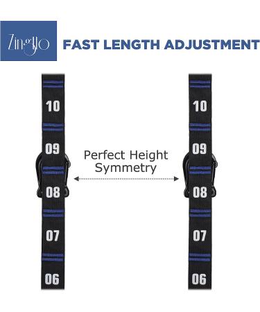 Zingtto Gymnastic Rings Straps - Adjustable Numbered Straps with Steel Carabiners - Quick Hook System - Easy Set Up - 1 Pair - Buy Online on GoSupps.com