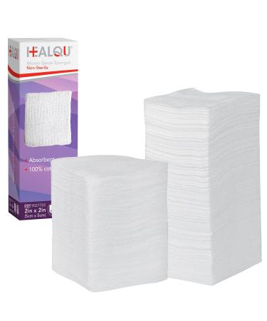 HEALQU Gauze Pads 2"x2" Pack of 200 8 Ply - Non-Sterile Woven Surgical Sponges for Wound Dressing Debridement Cleaning Prepping - Medical Gauze Sponges 2x2" Bag of 200 8 Ply
