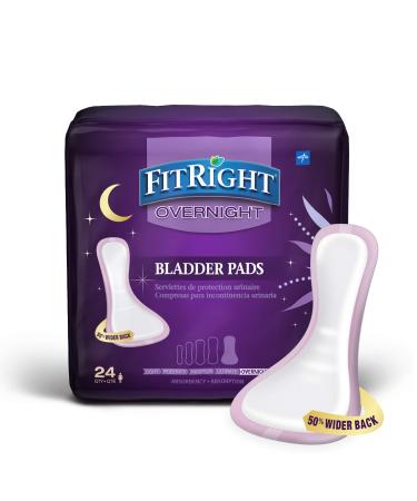 Medline FitRight Overnight Bladder Control Pads, Maximum Absorbency, Nighttime Incontinence Protection, 8.5 x 16, 24 Count per Bag (1 Bag) - Buy Online on GoSupps.com