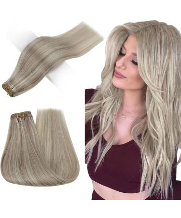 Runature real hair brushing to sew blond blond 40cm smooth human hair drinking extensions real hair blond highlight 100g straight real hair blond color #19ap60 40cm 2-treats #19ap60