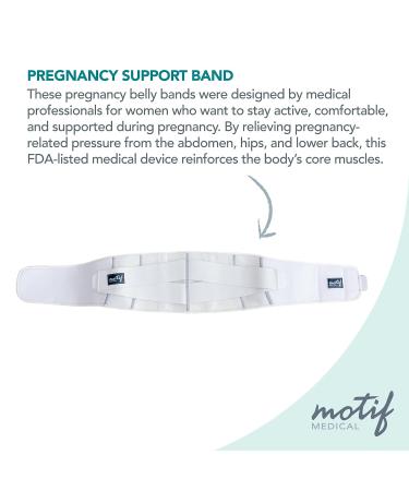 Motif Medical Pregnancy Support Band - White (Large) | Relieves Pressure on Abdomen, Lower Back, Hips, Pelvis - Buy Online on GoSupps.com