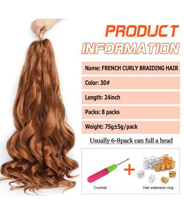 Dt Cheryl French Curls Braiding Hair - 8 Pack Pre-Stretched Loose Wave Extensions | 24 Inch Curly Synthetic Hair (30# 75g/Pack) - Buy Online on GoSupps.com