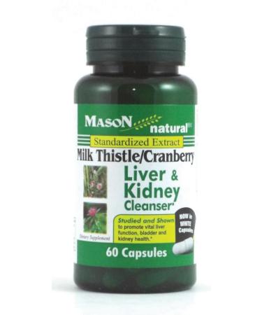 Mason Natural Milk Thistle/Cranberry Standardized Extract Liver & Kidney Cleanser 60 Capsules