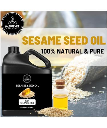 Naturevibe Botanicals Sesame Seed Oil 32 oz | 100% Pure & Natural | Best for Skin & Hair Care - International Shipping Available - Buy Online on GoSupps.com