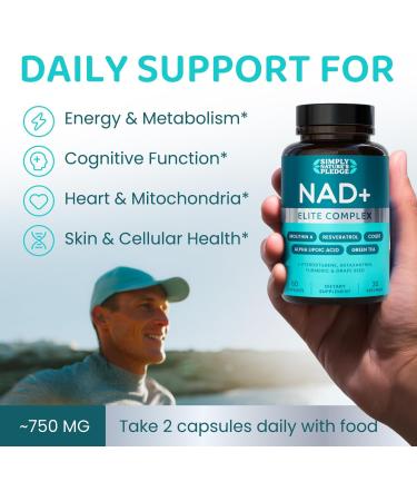NAD+ Elite Complex Direct NAD+ 300 mg with Urolithin A Resveratrol CoQ10 & Antioxidant Blend Cellular Energy Mitochondrial Support & Healthy Aging Vegan Non-GMO 60 Capsules (30 Servings) 60 Count (Pack of 1) - Buy Online on GoSupps.com