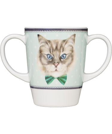 Rosa Lifestyle Two Handled Melamine Cat Mug 400ml - Lightweight Daily Living Aid for Elderly with Weak Grip - Buy Online on GoSupps.com