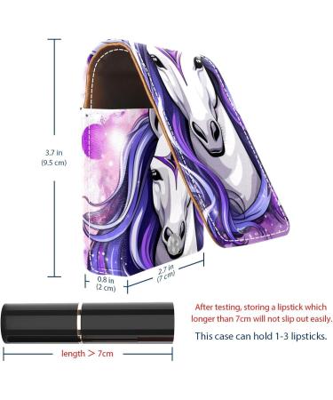 Travel Lipstick Organizer Case | Portable Makeup Bag with Mirror | Unicorn Purple Pattern | Shop Now - Buy Online on GoSupps.com