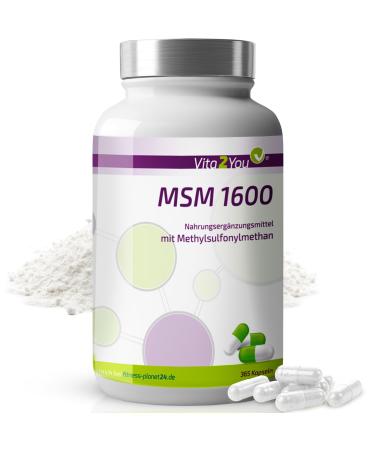 Vita2You Vita2You MSM 1600-365 Capsules - (Methylsulfonylmethane) - 800 mg per capsule - Mesh factor 40-60 - High dosed - Premium Quality