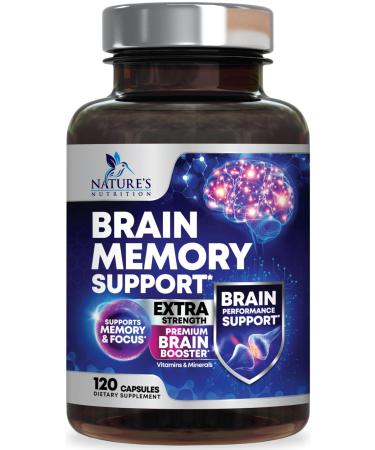 Brain Memory Supplement Pills - 3X Strength Nootropics for Concentration Clarity & Focus Support - Brain Health Cognitive Vitamins with Bacopa Phosphatidylserine & DMAE Brain Booster - 120 Capsules 120 Count (Pack of 1)
