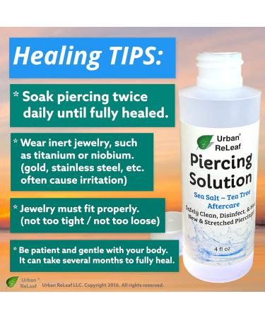 Urban ReLeaf 8oz Piercing Solution: Healing Sea Salts Botanical AFTERCARE - Gentle, Effective, 100% Natural - Buy Online on GoSupps.com
