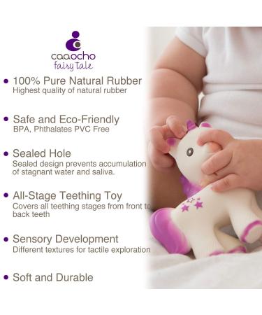 CaaOcho Mira the Unicorn Baby Teething Toy - BPA Free Natural Rubber Molar Teether for Babies - Lavender - Perfect Registry Baby Shower Gift - Buy Online on GoSupps.com