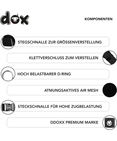 DDOXX Air Mesh Step-In Dog Harness - Adjustable Black Puppy Harness for All Sizes (S 2.0 x 45-63 cm) - International Shipping Available - Buy Online on GoSupps.com