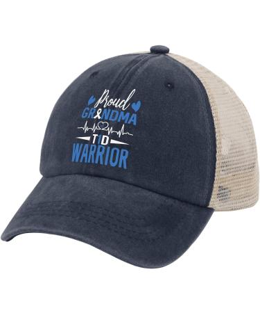 T1D Proud Grandma Diabetes Awareness Baseball Cap - Adjustable Insulin Pancreas Hat for Women | Funny Purple Blue Design | One Size - Buy Online on GoSupps.com