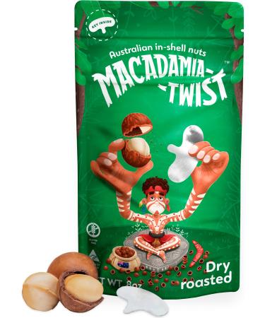 Macadamia Twist Premium Australian Macadamia Nuts in Shell, Dry Roasted, with Key Device Inside to Open Shells, 8 Oz