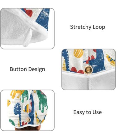 Colorful Dinosaur Hair Towel 2 Pack | Super Absorbent Quick Dry Turbans for Women & Girls - Buy Online on GoSupps.com