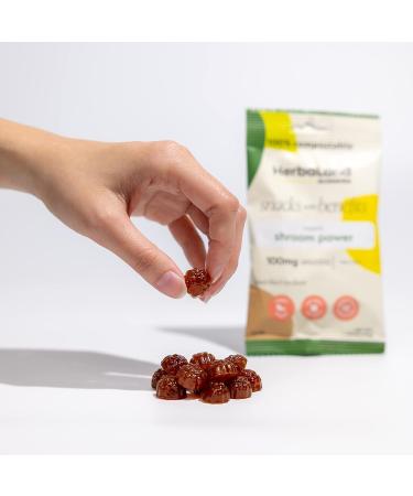 Herbaland Shroom Power Gummies Snacks with Benefits Vegan Low-sugar High-fiber Gluten-free 100mg of 7 Organic Mushroom Blend & 12g of Organic Tapioca Fiber Per Pouch Lemon Black Tea Flavor 12 x 40g (Box of 12) Compostable Pouch - Buy Online on GoSupps.com