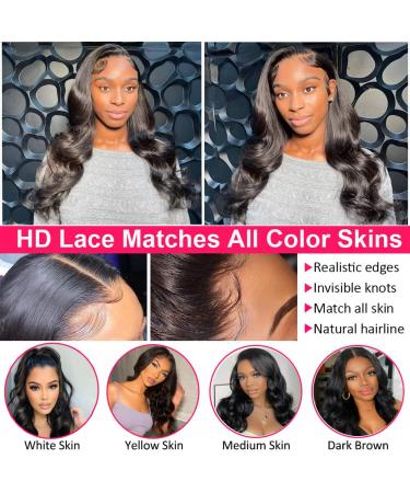 Ainmeys 26 Inch Brazilian Body Wave HD Transparent Lace Front Wig | 9A Unprocessed Virgin Human Hair | 180% Density Deep Part | Pre Plucked Natural Black | for Black Women - Buy Online on GoSupps.com