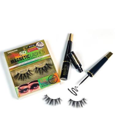 BlackPink Mink 5D Magnetic Lashes - Fluffy Reusable Lightweight False Eyelashes | Easy 2-Step Liner-Lash BPM105 - Buy Online on GoSupps.com