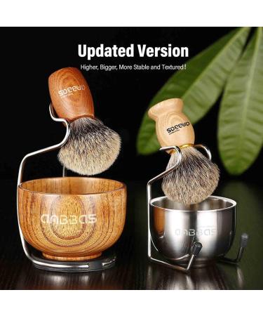 Anbbas 3-in-1 Shaving Set for Men | Pure Badger Hair Brush, Wood Handle, Soap Bowl & Stainless Steel Stand - Brown Upgrade - Buy Online on GoSupps.com