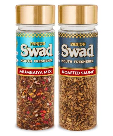 Panjon Swad Mumbaiya Mix & Roasted Saunf (Mukhwas Mouth Fresheners) 2 Bottles 190g