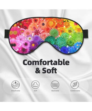 Rainbow Flowers Print Unisex Sleep Mask | Double-Sided Eye Mask for Sound Sleep & Skin Care - Buy Online on GoSupps.com
