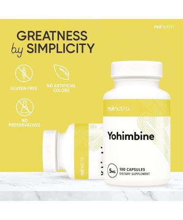 Nui Nutra Yohimbine HCl Extra Strength Supplement 5mg - 100 Capsules | Yohimbe Bark Extract for Energy, Endurance & Body Composition | Buy Now - Buy Online on GoSupps.com