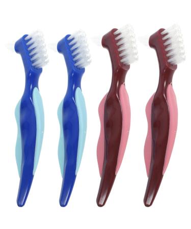 Beavorty 4 pieces prosthesis brush dual head prosthesis toothbrush.