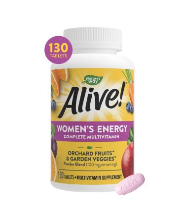 Nature's Way Alive! Multivitamin Energy Tablets for Women, B-Vitamin Complex, Supports Cellular Energy*, 130 Tablets Women's (Bottle) 130 Count (Pack of 1)