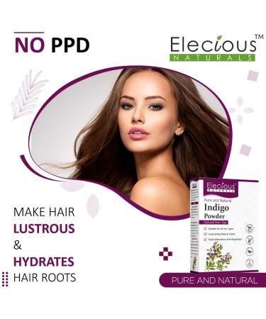 Elecious Indigo Powder for Hair - 100% Pure & Natural Black Hair Dye | No Ammonia No PPD | 200g Suitable for All Hair Types - Buy Online on GoSupps.com