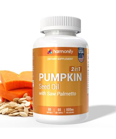 HARMONIFY Pumpkin Seed Oil with Saw Palmetto Softgels 2-in-1 Formula Herbal Supplement Non-GMO & Gluten-Free 60 Days Supply