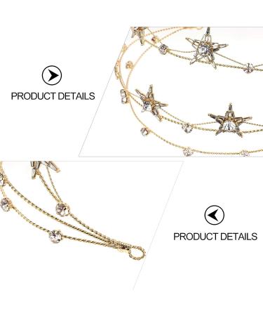 Uonlytech Alloy Stars Goddess Crown Headband Bridal Tiara Wedding Accessory - Golden - Buy Online on GoSupps.com