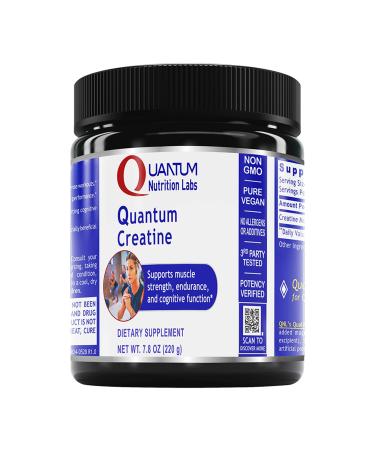 Quantum Nutrition Labs Quantum Creatine - Creatine Monohydrate Powder Creatine Powder for Men Women Vegetarians Unflavored Vegan Friendly Formula - 7.8 oz (40 Servings)