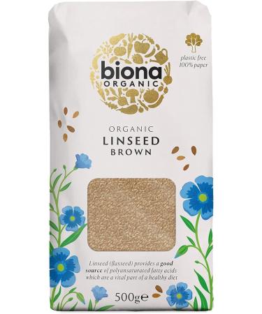 Biona Linseed Brown 500g - Organic Omega-3 Rich Flaxseeds - High-Fiber Superfood for Heart Health Digestion and Nutrient Boost - Non-GMO Gluten-Free and Sustainable Source