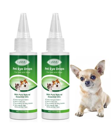 Cat & Dog Eye Drops 2 Bottle Relieve Red Eyes & Allergy Symptoms & Relieve Eye Inflammation Infect for Acute or Seasonal Dry Eyes Eye Wash Drops Gentle Formula for Dirt Crust & Discharge Remover