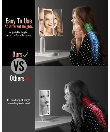 Trifold Lighted Makeup Mirror with Magnification - White LED Vanity Mirror - Buy Online on GoSupps.com