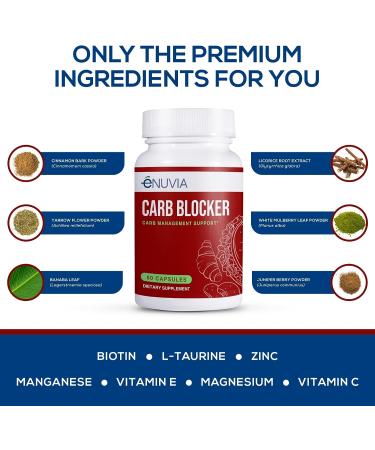 Enuvia Carb Blocker with Vitamin C - Plant-Based Carb Management Formula for Keto Diet - 60 Capsules - Buy Online on GoSupps.com