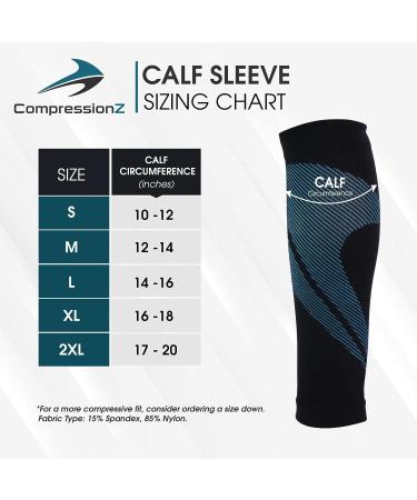 CompressionZ Calf Compression Sleeves (20-30mmHg) for Shin Splints, Running, Nurses, Leg Pain & Pregnancy - Black, Small - Buy Online on GoSupps.com