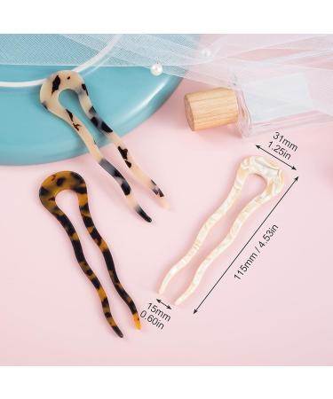 OIIKI French U-Shaped Hair Forks for Thick Long Hair - 3pcs | Large Wavy Hair Pins for Buns - 4.5inch | Tortoise Shell Hair Accessories for Women - Buy Online on GoSupps.com
