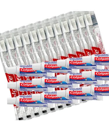 Colgate Travel Size Cavity Protection Toothpaste .85 Oz With Colgate Individually Cello-Wrapped Toothbrush Soft | Travel Kit TSA approved | Disposable Toothpastes & Soft Bristle Toothbrushes Bulk (12)