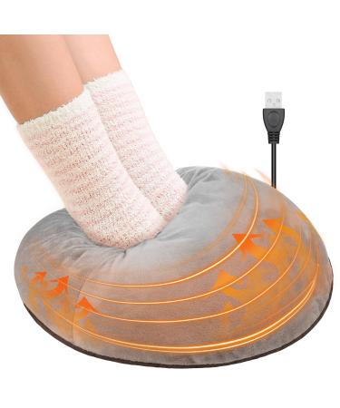 JIZZU Foot Warmer Electric USB Electric Heated Foot Warmer Warm Foot Heater for Winter Home and Office Use Unisex (Gray)