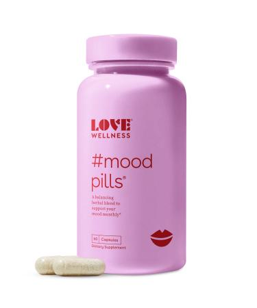 Love Wellness Mood Pills  60 Capsules - Helps Keep Your Mood  Happy & Relaxed - Helps with Stress Relief  PMS Hormones  & Improves Mood - GABA  L-Theanine & Organic Ginkgo Biloba Leaf Powder