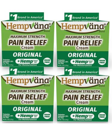 Hempvana Relief Cream 4 Pack with Seed Extract - USA Made 4oz Paraben Free Vegan Cruelty-Free - For Inflammation, Muscle & Joint Pain, Back Knee Nerves & Arthritis Relief - As Seen On TV - Buy Online on GoSupps.com