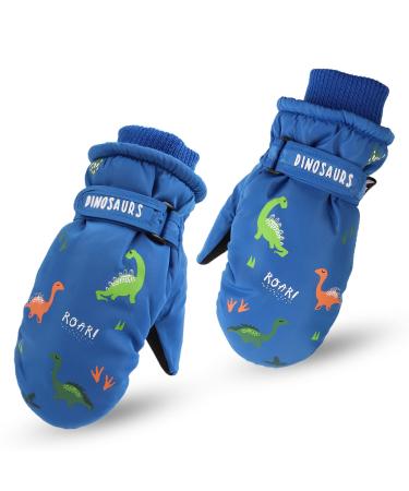 XIAOHAWANG Kids Ski Gloves Baby Boys Winter Dinosaur Glove Toddler Girls Waterproof Mittens 2-8 Years Royal Blue Dinosaur 2-4 Years - Buy Online on GoSupps.com
