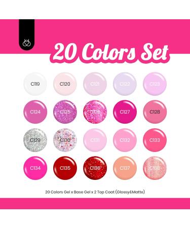 Beetles Gel Nail Polish Set - 20 Colors Alluring Sweetie Collection with Base, Glossy & Matte Top Coat - Nude, Pink, Purple, Glitter, Red Manicure Kit - Buy Online on GoSupps.com