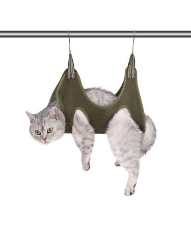 ATO-DJCX Cat Grooming Hammock,Dog Hammock Restraint Bag for Small Pet,Breathable Cat Grooming Helper for Trimming Nail and Ear/Eye Care,XS Size Green