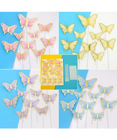 42 Pcs Butterfly Cake Topper 40Pcs 3D Butterfly Cake Decorations & 2Pcs Happy Birthday Cake Topper for Girls Women's Birthday Wedding Cake Ornaments Party Decoration (B: Multi-Colored) - Buy Online on GoSupps.com