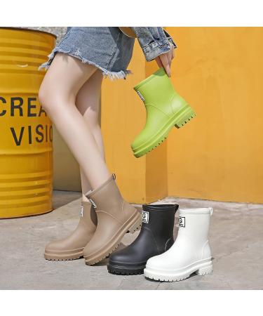 Women's Short Rain Boots | Waterproof Garden Shoes | Lightweight Ankle Boots | Black Chelsea Platform Rain Shoes for Outdoor Work - Buy Online on GoSupps.com