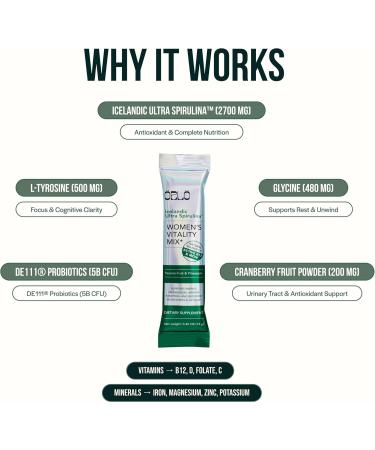 Orlo Women's Vitality Mix Travel Kit Daily Multivitamin & Bacillus Probiotic Supplement for Feminine Health Energy Focus with Vitamin D3 B12 Iron Glycine Cranberry & Spirulina (7 sachets) - Buy Online on GoSupps.com